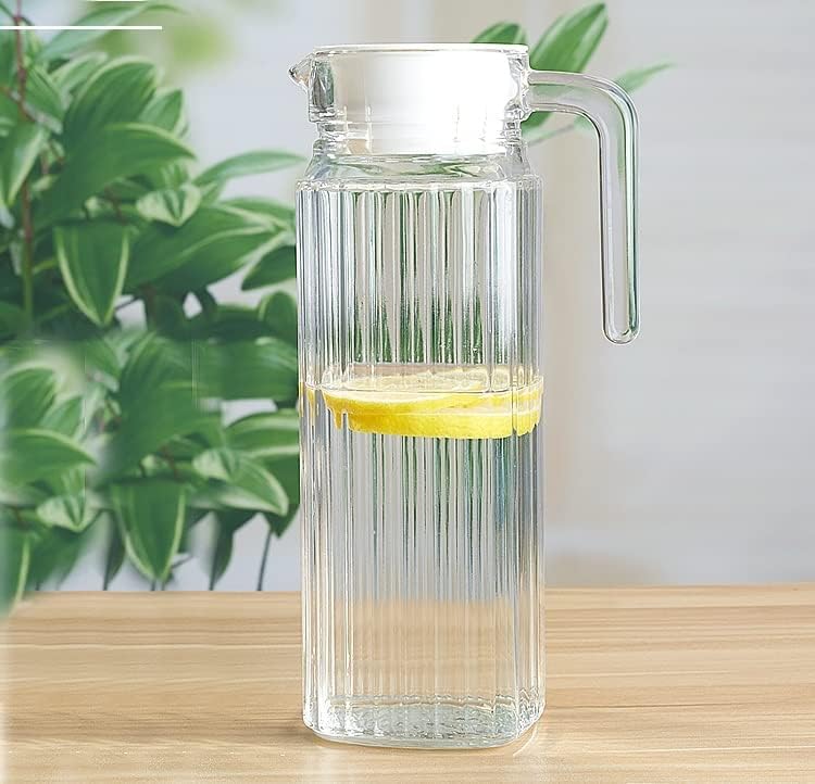 1100ml Glass Water Jug with Plastic Lid & Handle