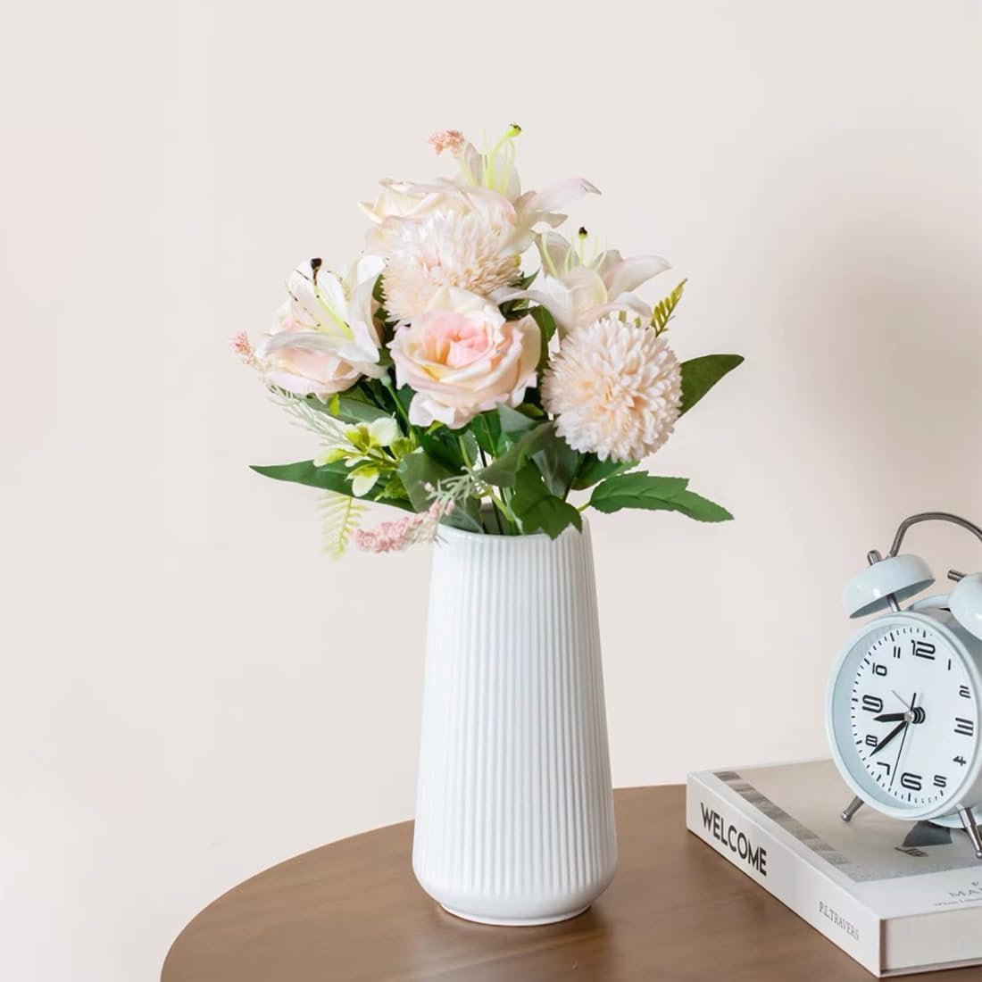 Elegant White Plastic Flower Vase Perfect for Home Decor set of 1''