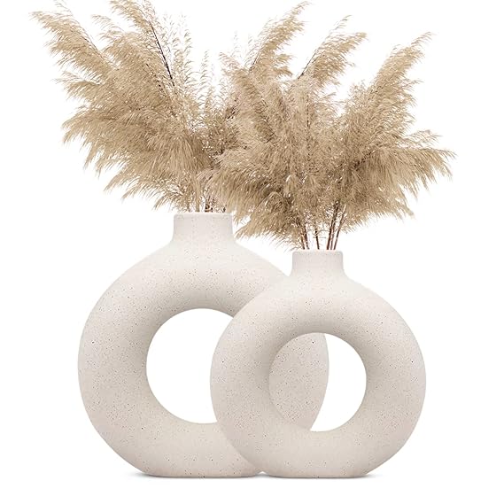 Luxury Matte Textured Donut Vase Set of 2 (8in + 6in)