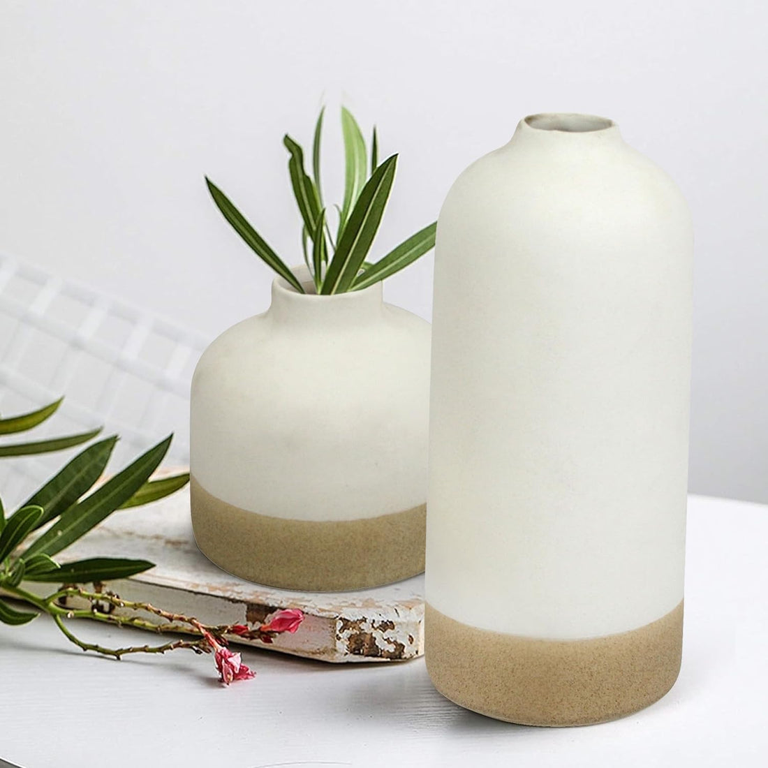 Decorative Ceramic Flower Vases - Multi-Colored, 9.8 & 5.5 Inches Set of 2